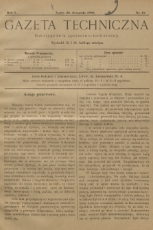 Gazeta Techniczna : dwutygodnik społeczno-techniczny. R.1, 1898, nr 21