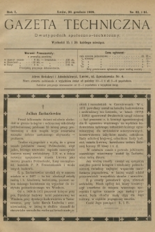 Gazeta Techniczna : dwutygodnik społeczno-techniczny. R.1, 1898, nr 23-24