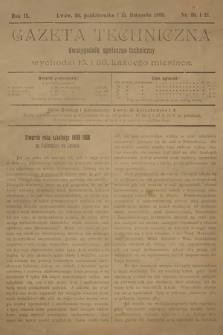 Gazeta Techniczna : dwutygodnik społeczno-techniczny. R.2, 1899, nr 20-21