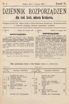 Dziennik Rozporządzeń dla Stoł. Król. Miasta Krakowa. 1919, nr 9