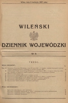 Wileński Dziennik Wojewódzki. 1937, nr 5