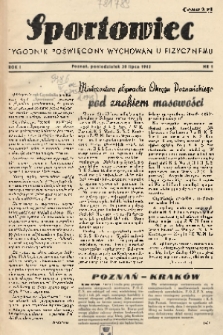 Sportowiec : tygodnik poświęcony wychowaniu fizycznemu. R.1, 1945, nr 1