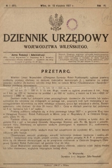 Dziennik Urzędowy Województwa Wileńskiego. 1927, nr 1