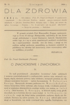 Dla Zdrowia : miesięcznik poświęcony higjenie życia codziennego. [R.1], 1934, nr 11