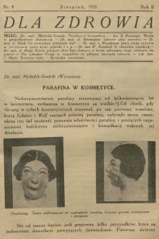 Dla Zdrowia. R.2, 1935, nr 8