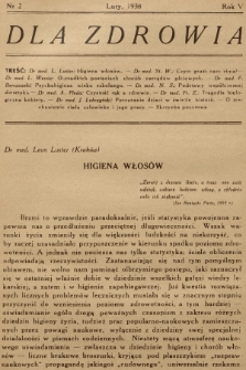 Dla Zdrowia. R.5, 1938, nr 2