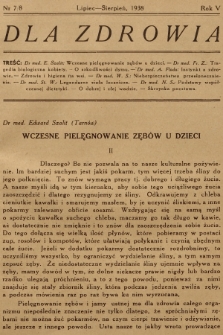 Dla Zdrowia. R.5, 1938, nr 7-8