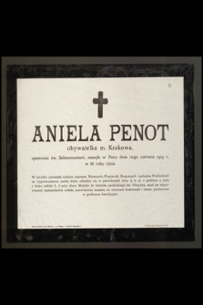 Aniela Penot [...] zasnęła w Panu dnia 12-go czerwca 1903 r., w 86 roku życia
