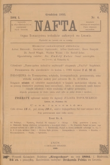 Nafta : organ Towarzystwa Techników Naftowych we Lwowie. R.1, 1893, nr 6