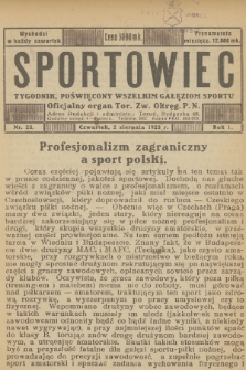 Sportowiec : tygodnik, poświęcony wszelkim gałęziom sportu : oficjalny organ Tor. Zw. Okręg. P. N. R.1, 1923, nr 23