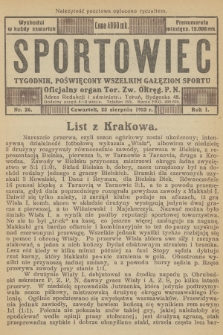 Sportowiec : tygodnik, poświęcony wszelkim gałęziom sportu : oficjalny organ Tor. Zw. Okręg. P. N. R.1, 1923, nr 26