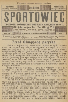 Sportowiec : tygodnik, poświęcony wszelkim gałęziom sportu : oficjalny organ Tor. Zw. Okręg. P. N. R.1, 1923, nr 29