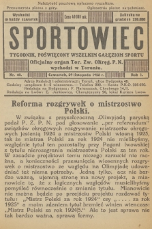Sportowiec : tygodnik, poświęcony wszelkim gałęziom sportu : oficjalny organ Tor. Zw. Okręg. P. N. R.1, 1923, nr 40