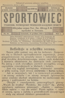 Sportowiec : tygodnik, poświęcony wszelkim gałęziom sportu : oficjalny organ Tor. Zw. Okręg. P. N. R.1, 1923, nr 42
