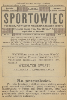 Sportowiec : tygodnik, poświęcony wszelkim gałęziom sportu : oficjalny organ Tor. Zw. Okręg. P. N. R.1, 1923, nr 43