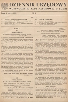 Dziennik Urzędowy Wojewódzkiej Rady Narodowej w Łodzi. 1951, nr 3