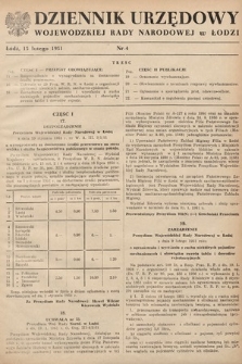 Dziennik Urzędowy Wojewódzkiej Rady Narodowej w Łodzi. 1951, nr 4