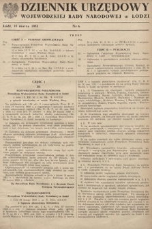 Dziennik Urzędowy Wojewódzkiej Rady Narodowej w Łodzi. 1951, nr 6
