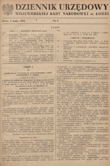 Dziennik Urzędowy Wojewódzkiej Rady Narodowej w Łodzi. 1951, nr 9