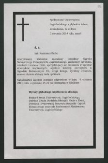 Społeczność Uniwersytetu Jagiellońskiego z głębokim żalem zawiadiamia, ze w dniu 3 stycznia 2014 roku zmarł Ś. P. inż. Kazimierz Batko […]