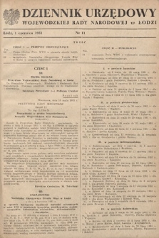Dziennik Urzędowy Wojewódzkiej Rady Narodowej w Łodzi. 1951, nr 11