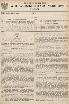 Dziennik Urzędowy Wojewódzkiej Rady Narodowej w Łodzi. 1951, nr 17