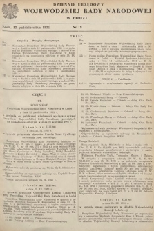 Dziennik Urzędowy Wojewódzkiej Rady Narodowej w Łodzi. 1951, nr 19