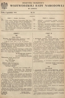 Dziennik Urzędowy Wojewódzkiej Rady Narodowej w Łodzi. 1951, nr 22