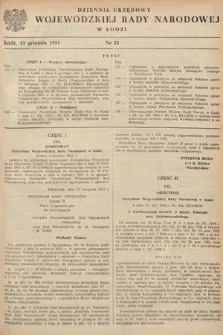 Dziennik Urzędowy Wojewódzkiej Rady Narodowej w Łodzi. 1951, nr 23