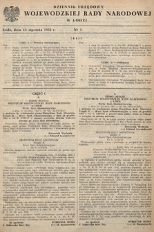 Dziennik Urzędowy Wojewódzkiej Rady Narodowej w Łodzi. 1952, nr 2