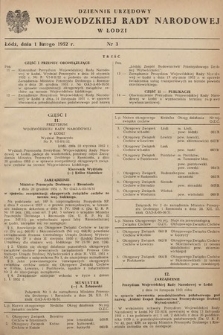 Dziennik Urzędowy Wojewódzkiej Rady Narodowej w Łodzi. 1952, nr 3
