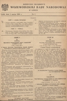 Dziennik Urzędowy Wojewódzkiej Rady Narodowej w Łodzi. 1952, nr 5