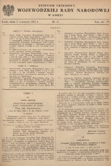 Dziennik Urzędowy Wojewódzkiej Rady Narodowej w Łodzi. 1952, nr 11