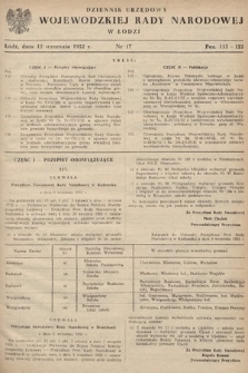 Dziennik Urzędowy Wojewódzkiej Rady Narodowej w Łodzi. 1952, nr 17