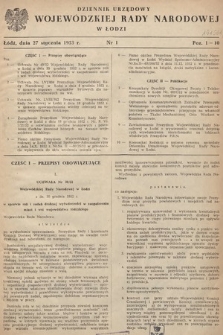 Dziennik Urzędowy Wojewódzkiej Rady Narodowej w Łodzi. 1953, nr 1