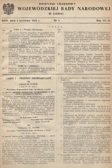 Dziennik Urzędowy Wojewódzkiej Rady Narodowej w Łodzi. 1953, nr 4