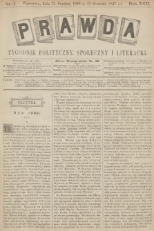 Prawda : tygodnik polityczny, społeczny i literacki. R.17, 1897, nr 1