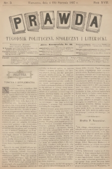 Prawda : tygodnik polityczny, społeczny i literacki. R.17, 1897, nr 3