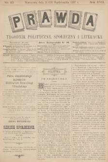 Prawda : tygodnik polityczny, społeczny i literacki. R.17, 1897, nr 43