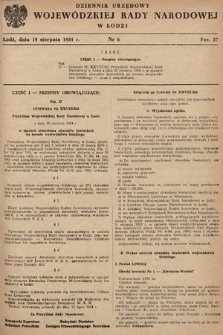 Dziennik Urzędowy Wojewódzkiej Rady Narodowej w Łodzi. 1954, nr 6