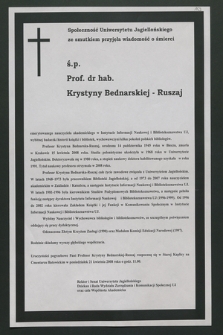 Społeczność Uniwersytetu Jagiellońskiego ze smutkiem przyjęła wiadomość o śmierci ś. p. Prof. Dr hab. Krystyny Bednarskiej-Ruszaj […]