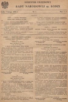 Dziennik Urzędowy Wojewódzkiej Rady Narodowej w Łodzi. 1955, nr 1