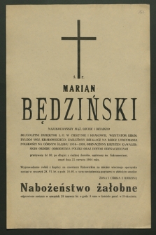 Marian Będziński […] zmarł dnia 23 czerwca 1984 roku […]