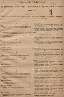 Dziennik Urzędowy Wojewódzkiej Rady Narodowej w Łodzi. 1956, skorowidz alfabetyczny