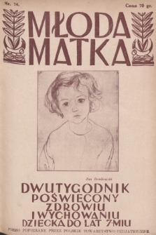 Młoda Matka : dwutygodnik poświęcony zdrowiu i wychowaniu dziecka do lat siedmiu : popierany przez Polskie Towarzystwo Pedjatryczne. R.3, 1929, nr 14 + wkładka