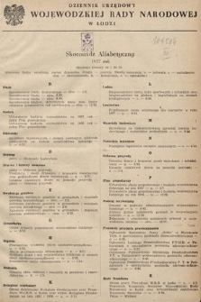 Dziennik Urzędowy Wojewódzkiej Rady Narodowej w Łodzi. 1957, skorowidz alfabetyczny