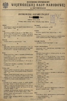 Dziennik Urzędowy Wojewódzkiej Rady Narodowej w Katowicach. 1963, skorowidz alfabetyczny