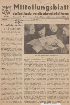 Mitteilungsblatt der Deutschen Turn und Sportgemeinschaft Krakau. Jg.2, 1942, Folge 1