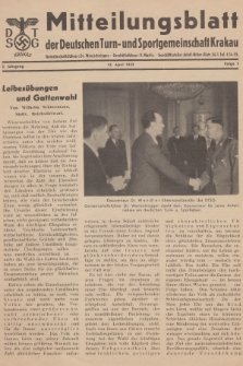 Mitteilungsblatt der Deutschen Turn und Sportgemeinschaft Krakau. Jg.2, 1942, Folge 2