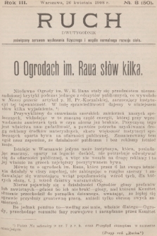 Ruch : dwutygodnik poświęcony sprawom wychowania fizycznego i normalnego rozwoju ciała. R.3, 1908, № 8